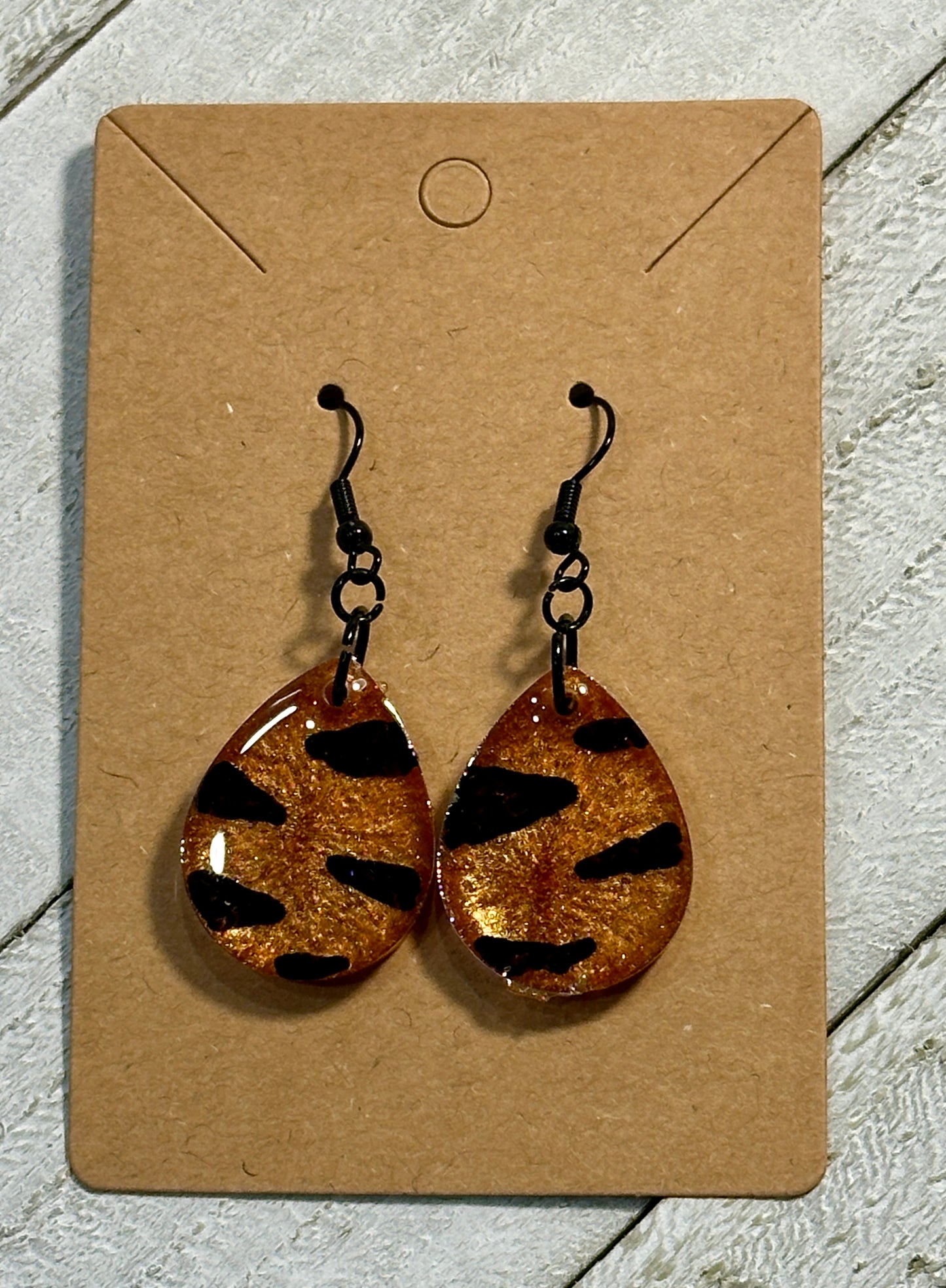 Bronze And Black Teardrop Earrings