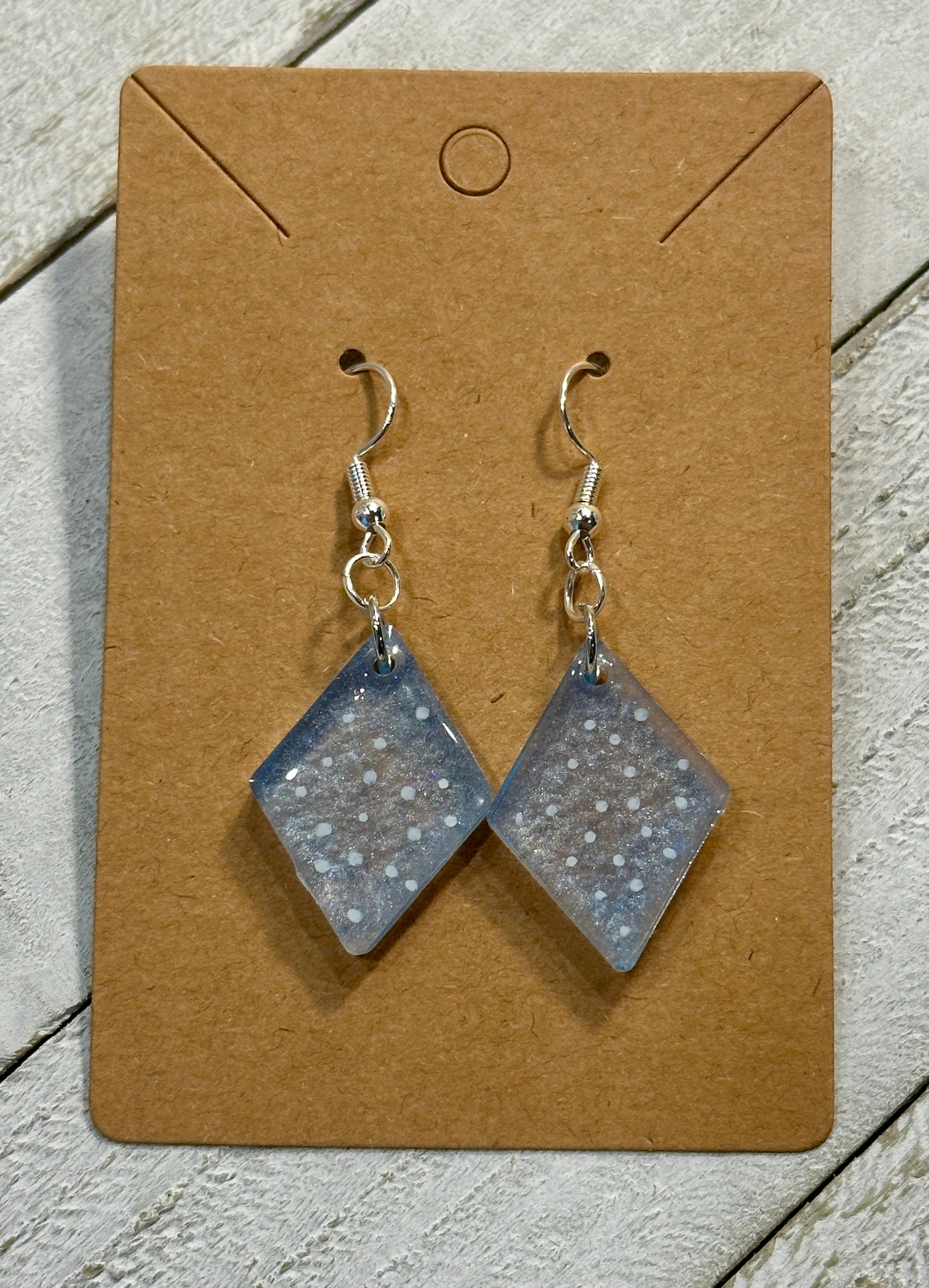 Icy Blue with Silver Dots Earrings