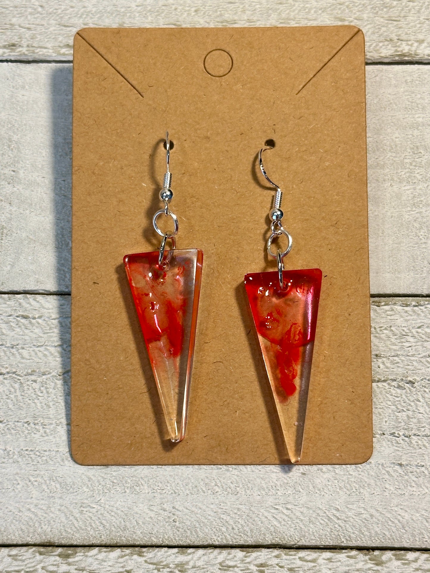 Red Triangle Earrings