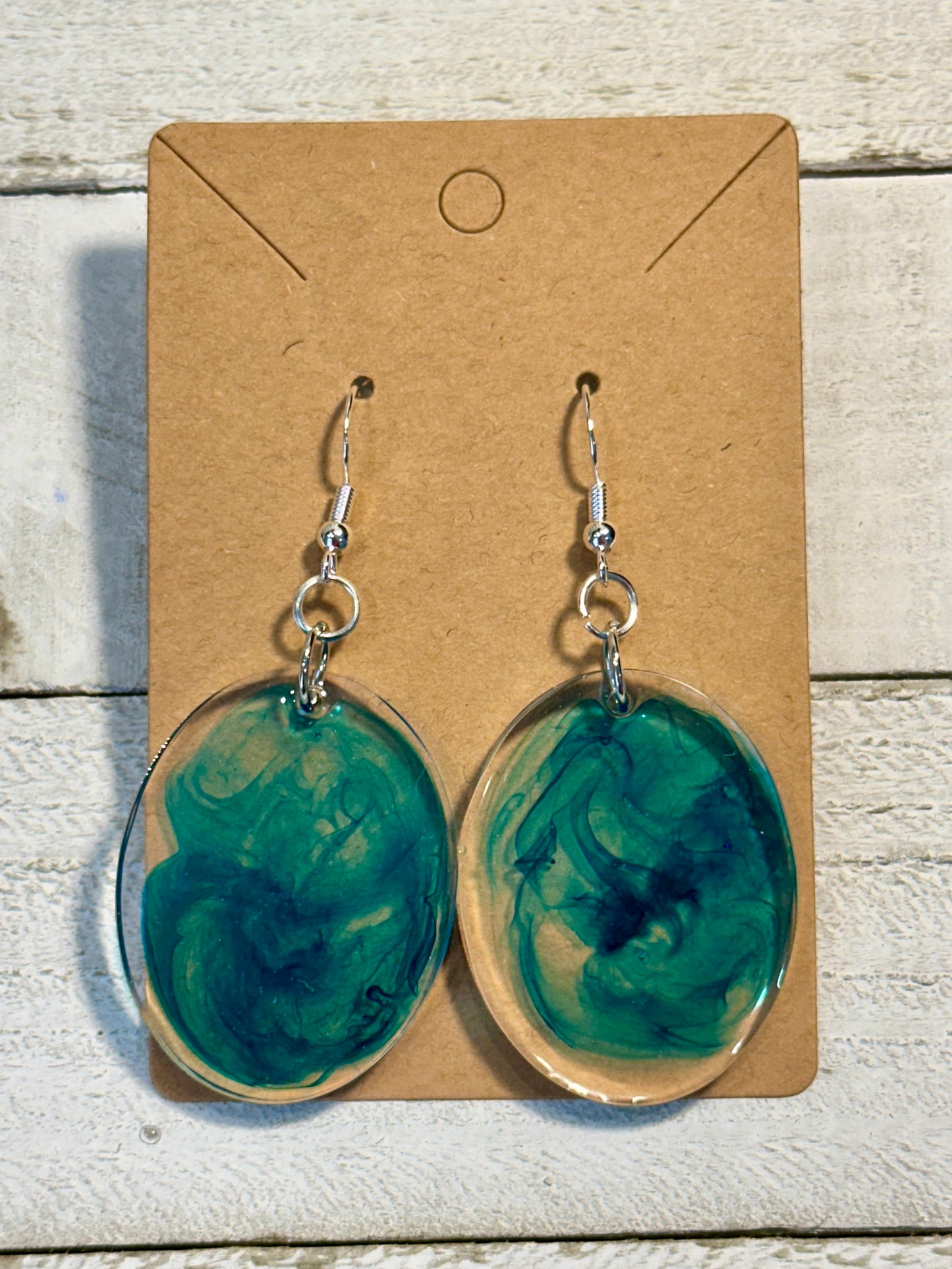 Teal Oval Earrings