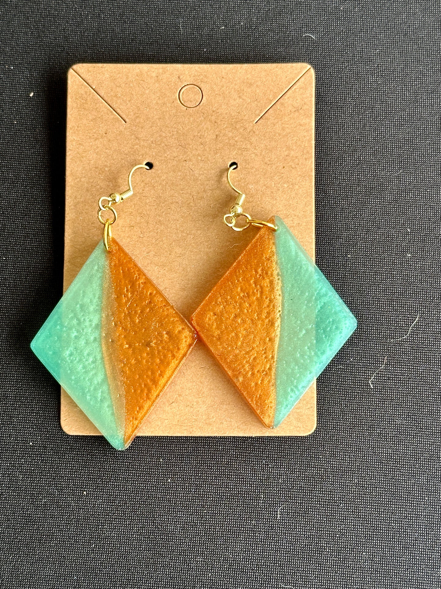 Turquoise and Bronze Resin Earrings