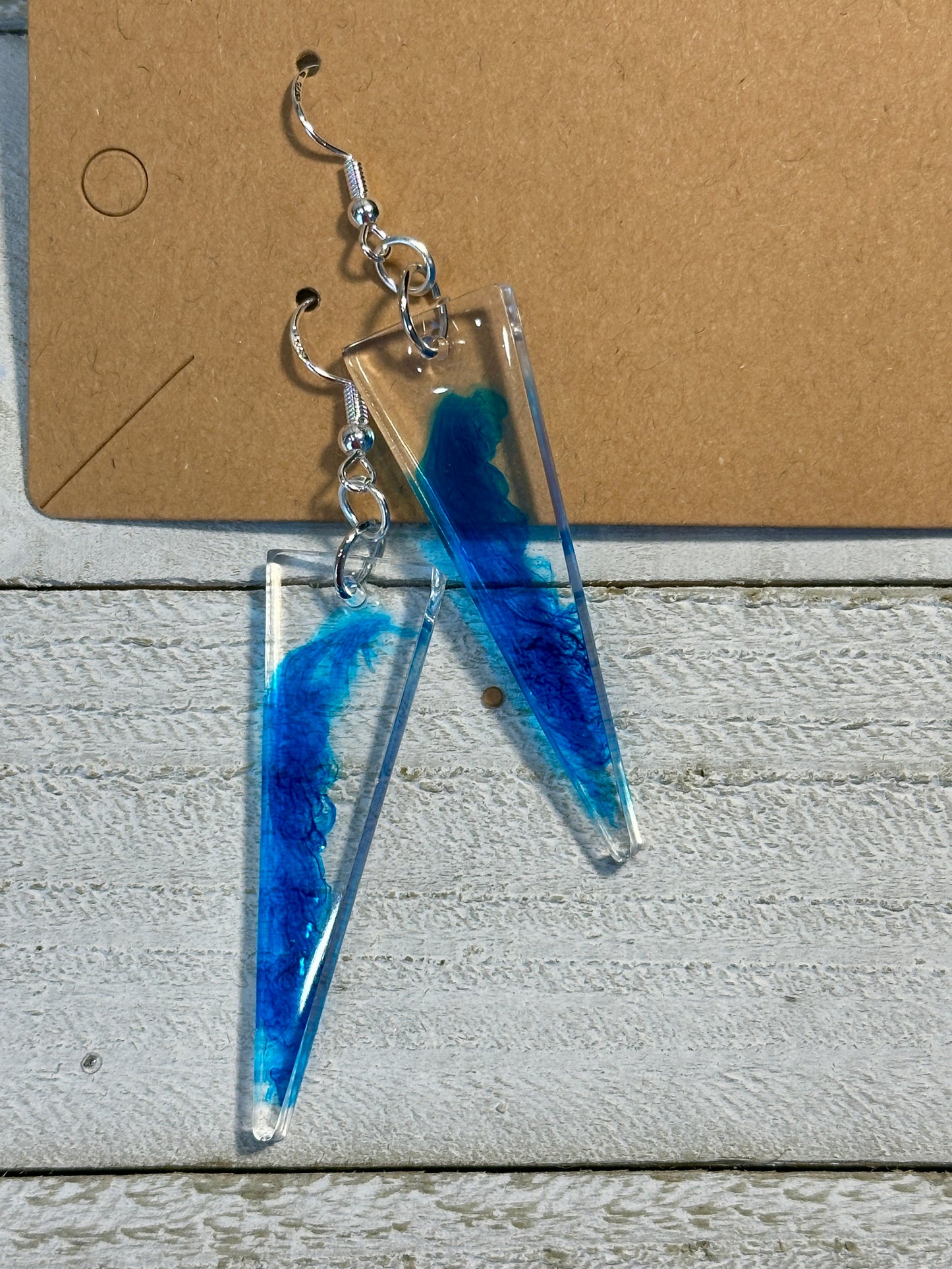 Blue Triangle Earrings