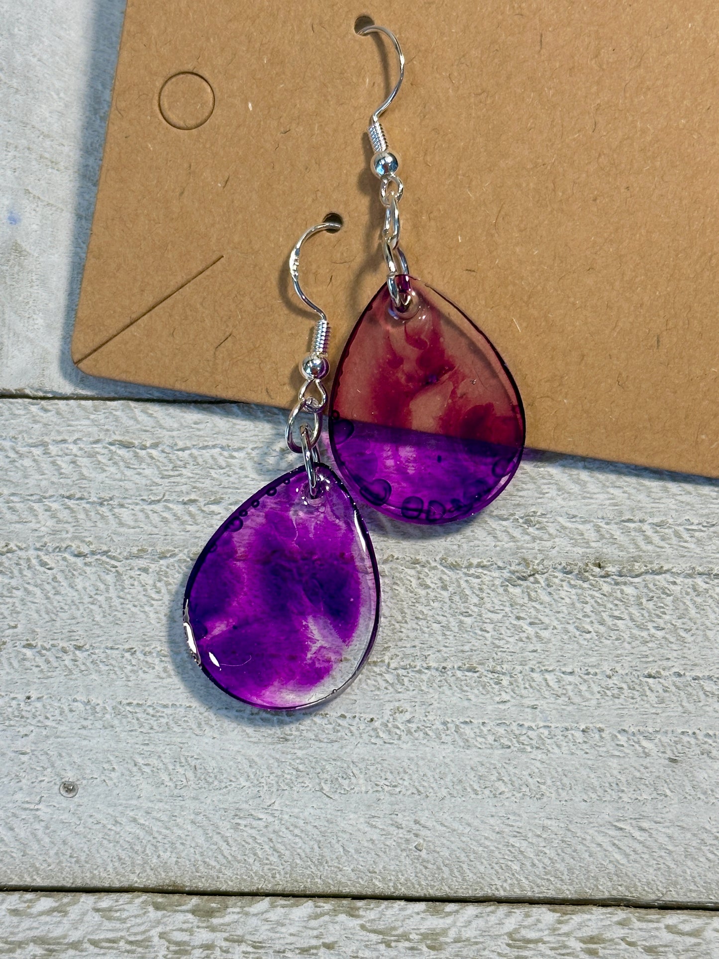 Small Purple Teardrop Earrings