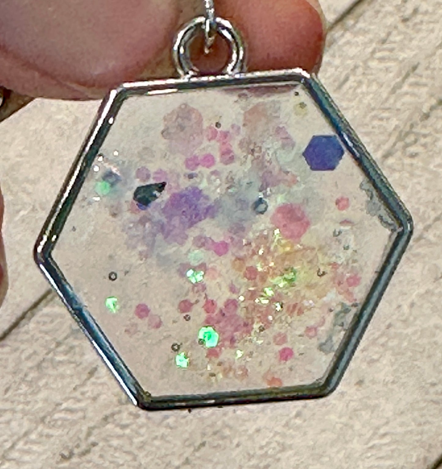 Iridescent Hexagon Earrings
