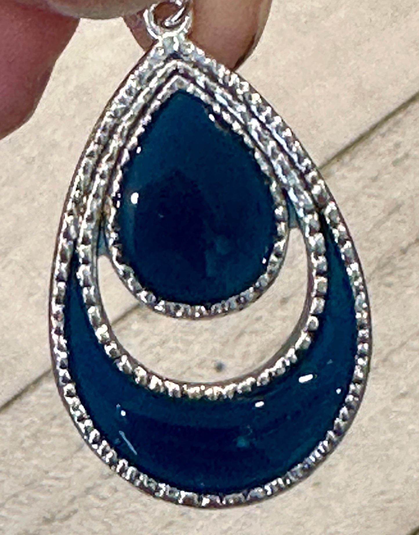Dark Navy Blue and Silver Earrings