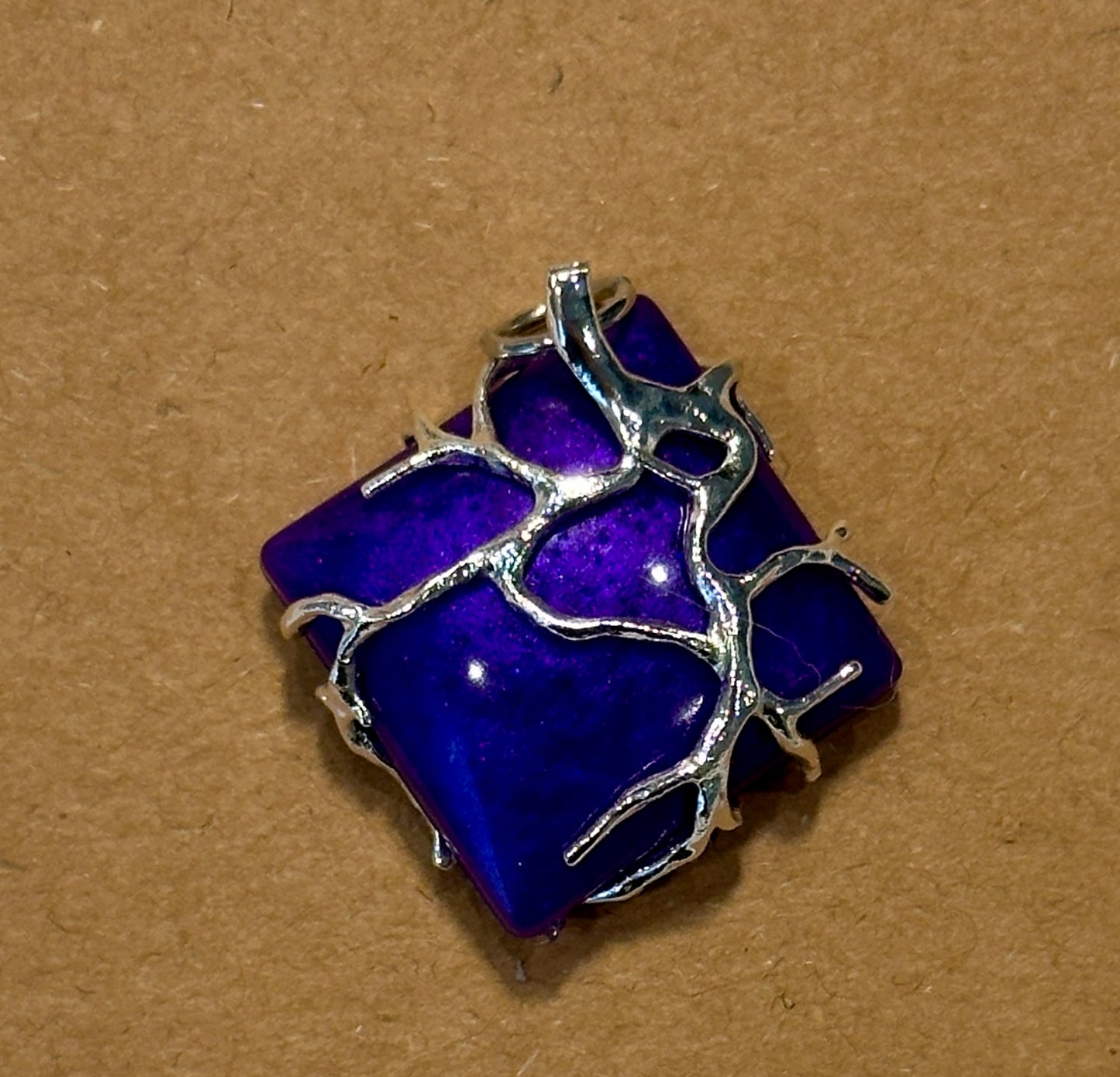 Silver Wired on Purple Pendant