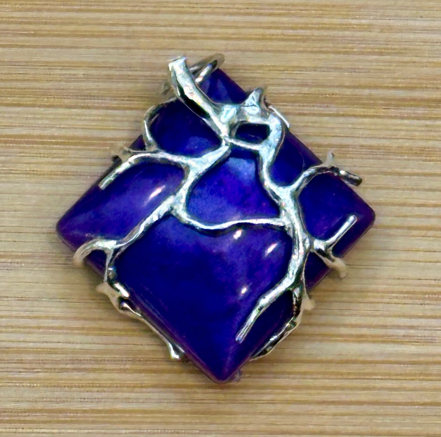 Silver Wired on Purple Pendant