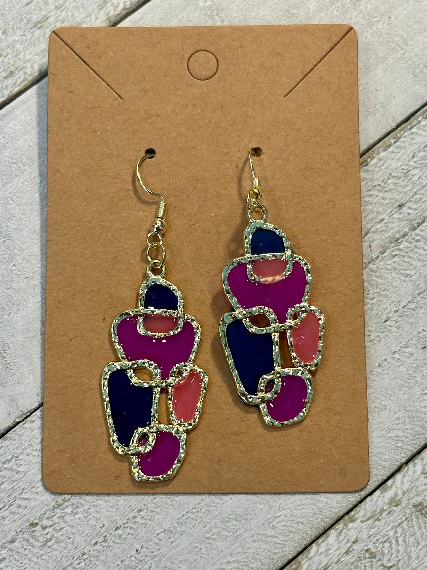 Geometric Earrings: Deep Colors