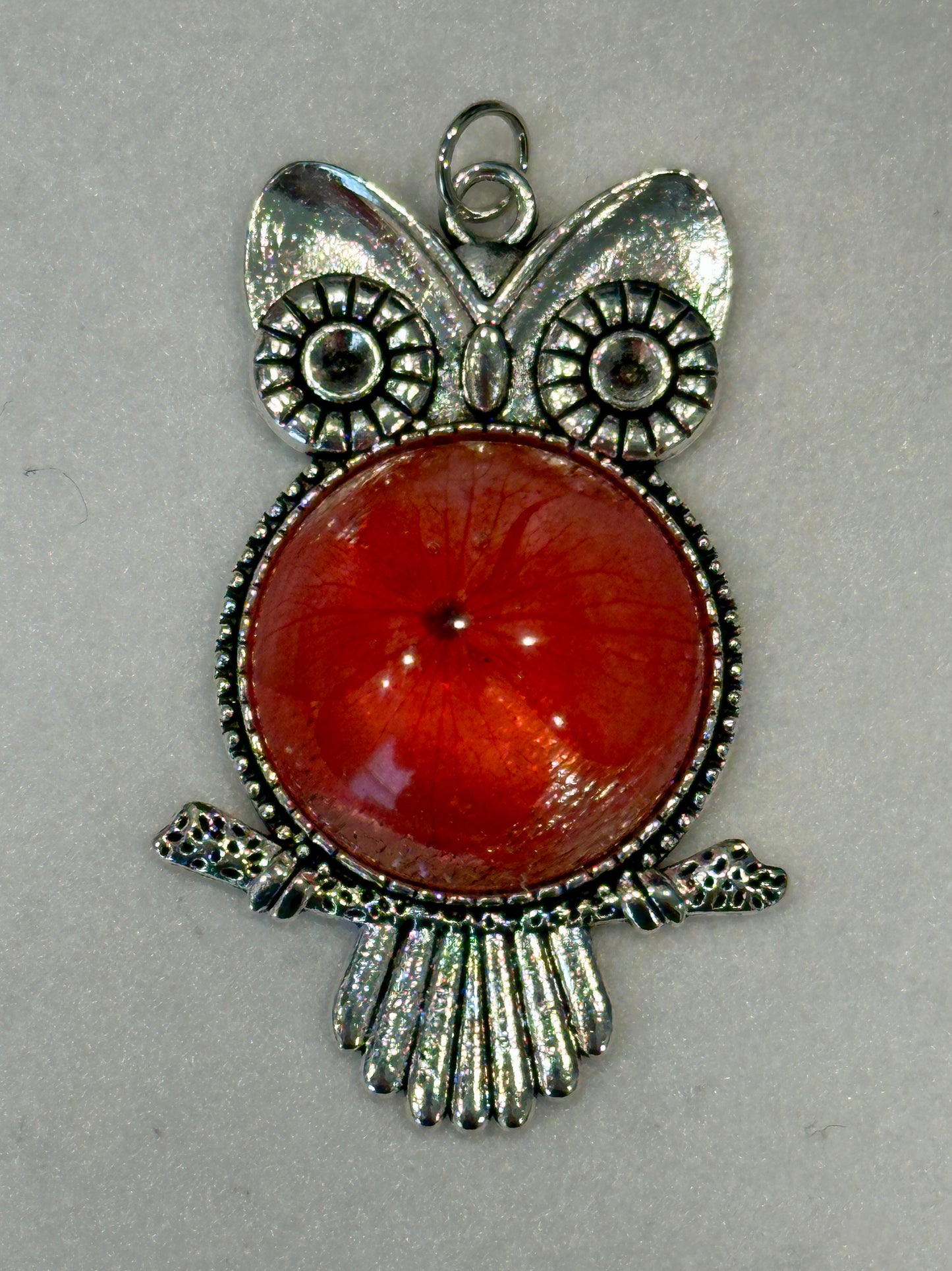Silver Owl Pendant with Custom Insert