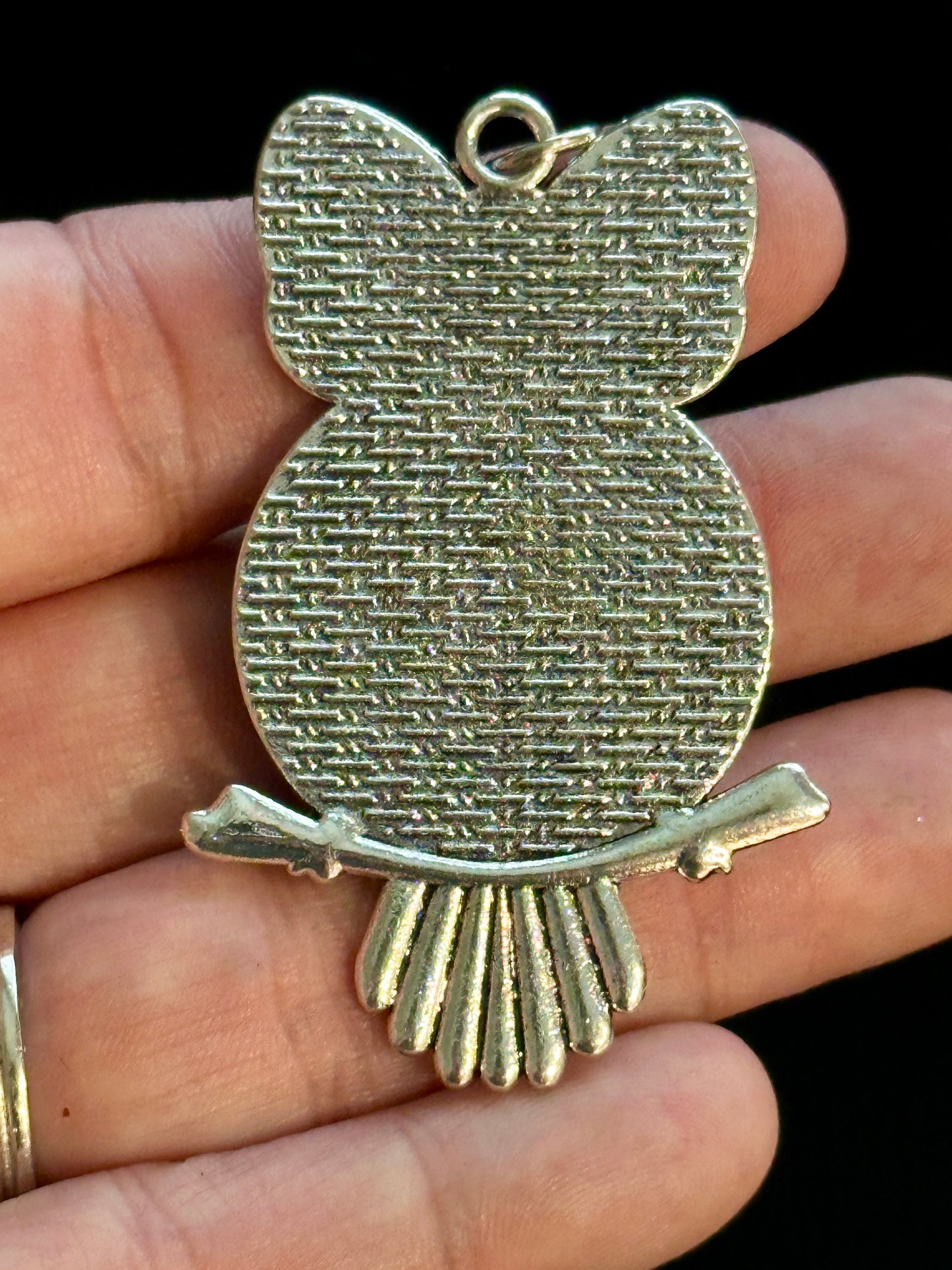 Silver Owl Pendant with Custom Insert