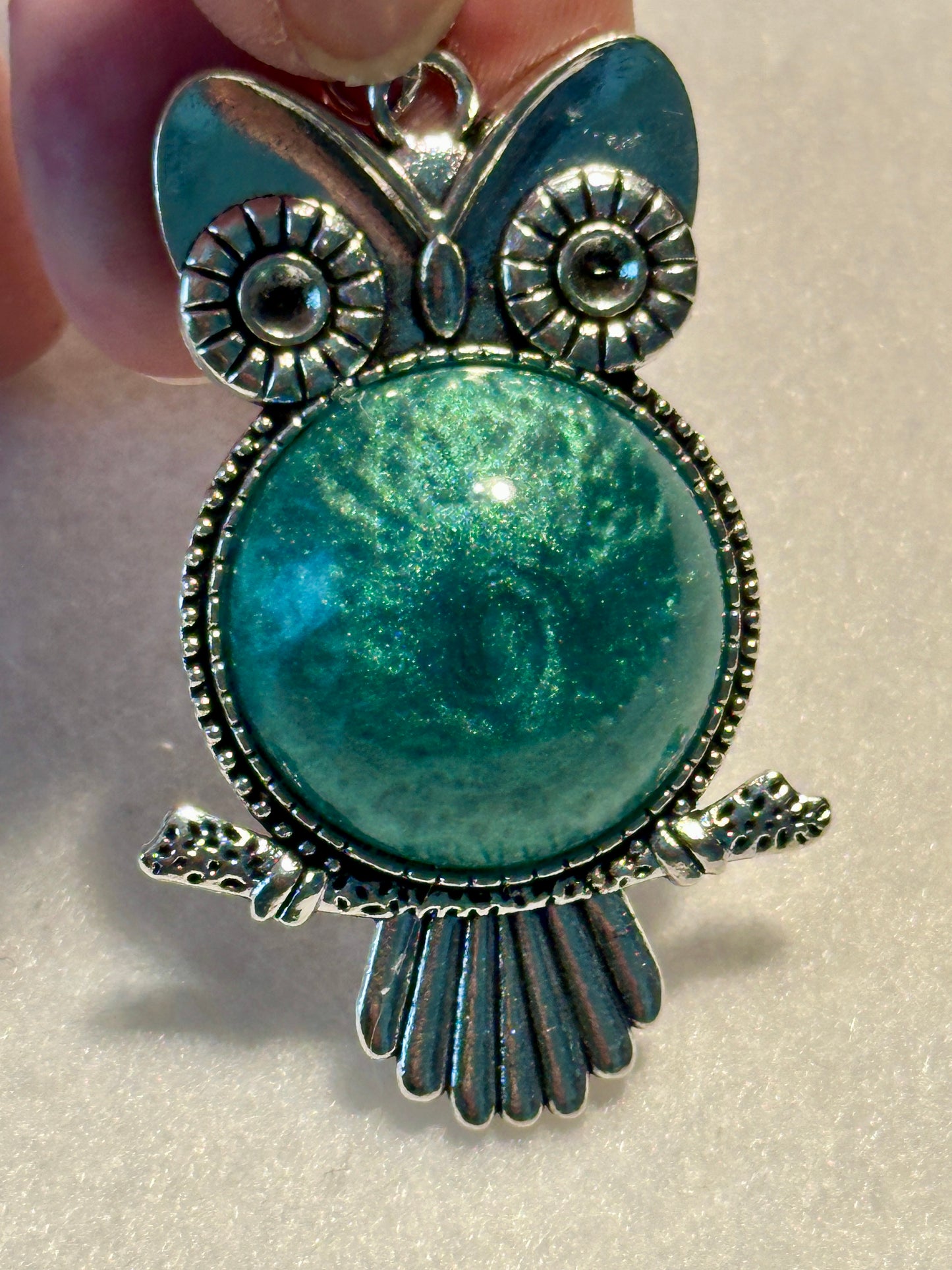 Silver Owl Pendant with Custom Insert