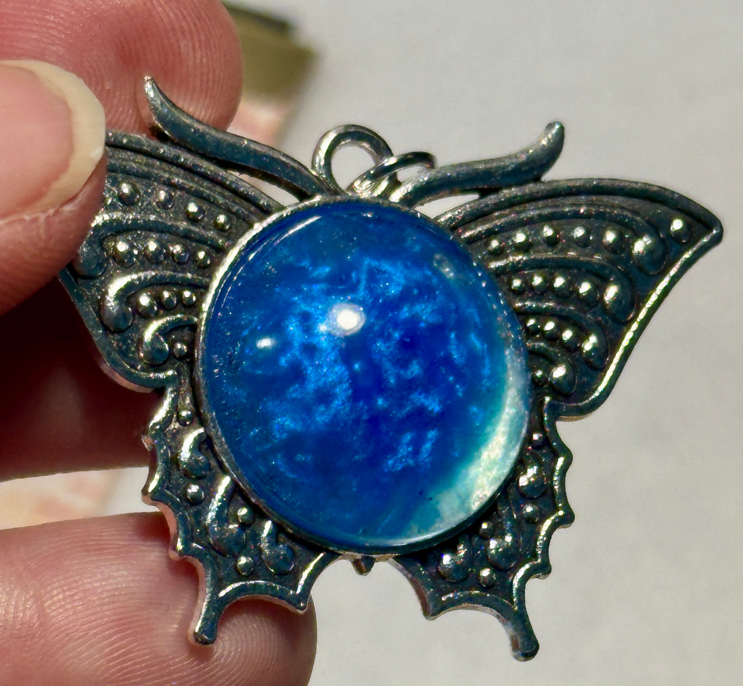 Silver Butterfly with Custom Resin Insert