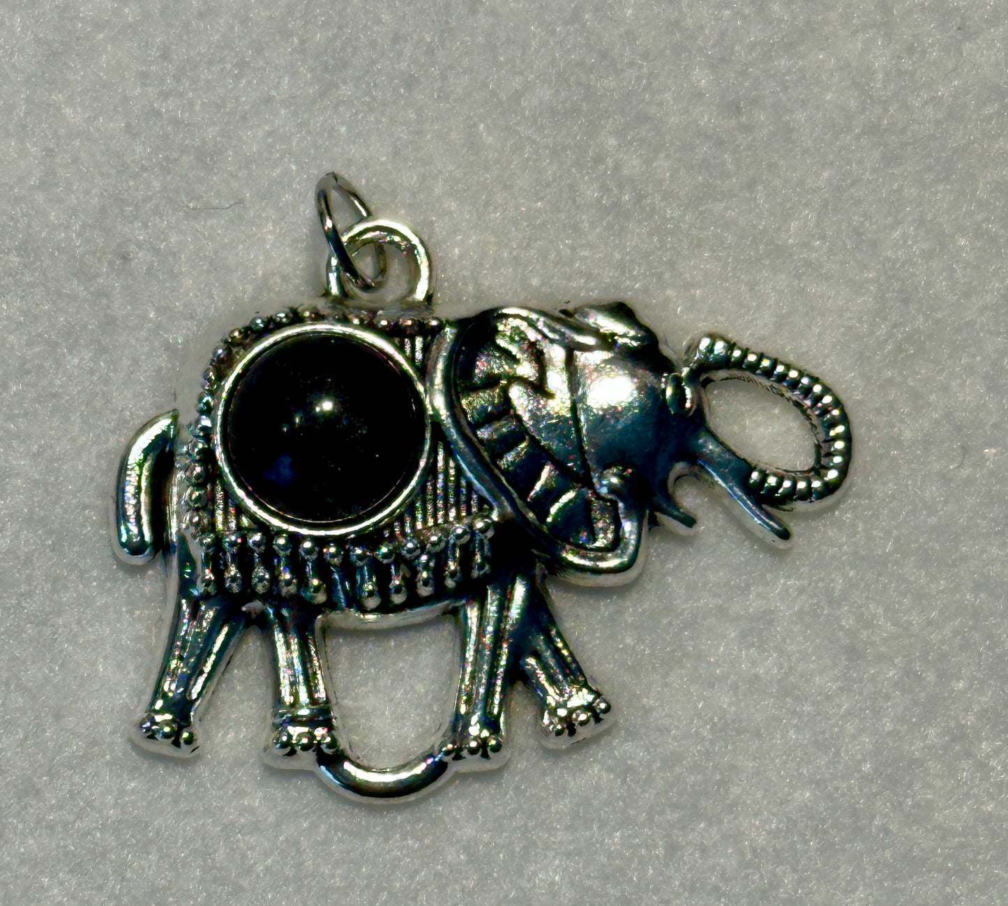 Silver Elephant Pendant With Hand Poured Resin Stone