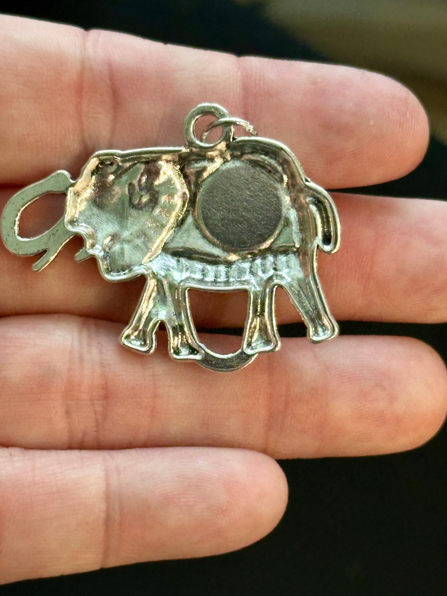 Silver Elephant Pendant With Hand Poured Resin Stone