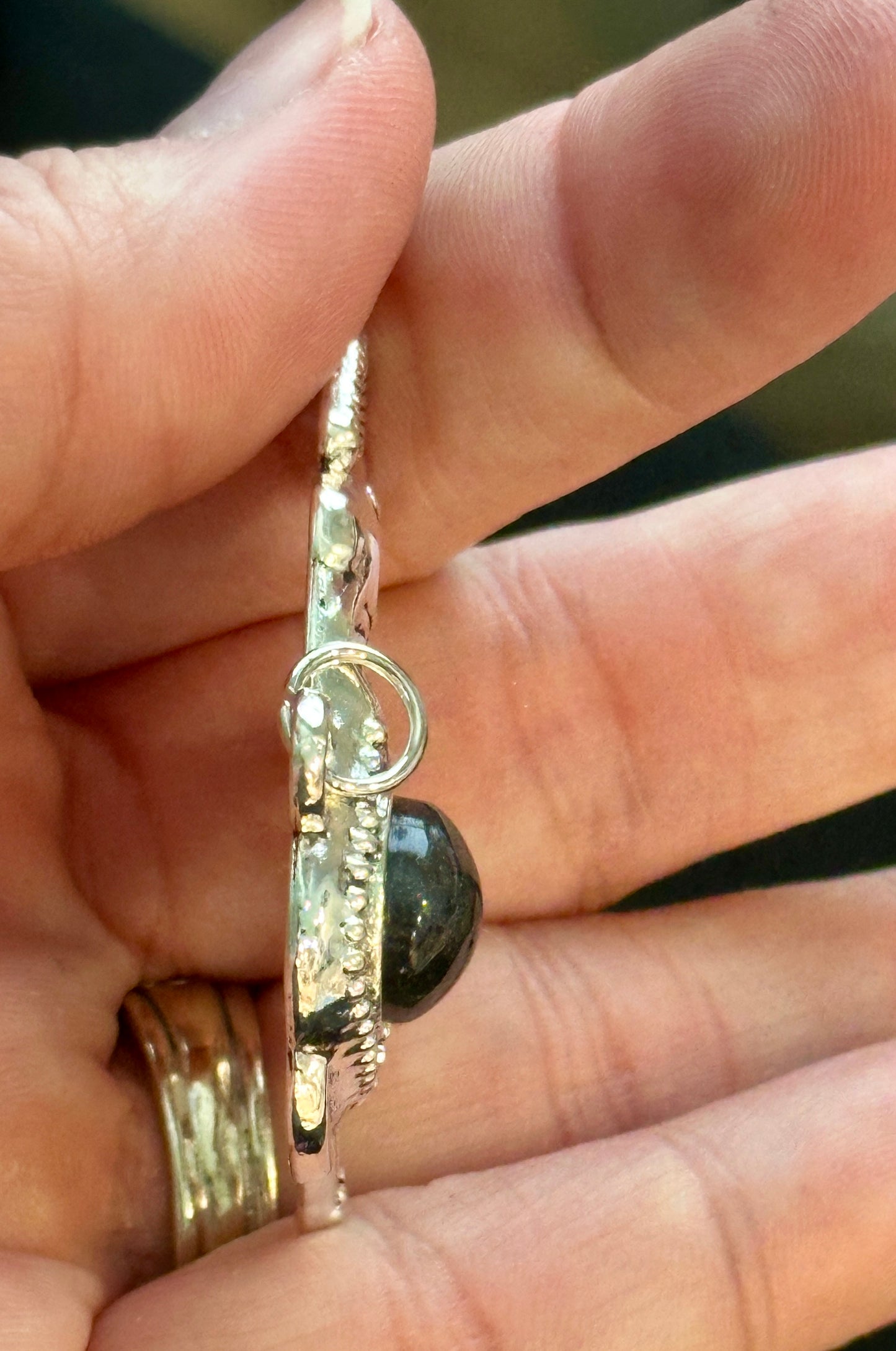 Silver Elephant Pendant With Hand Poured Resin Stone