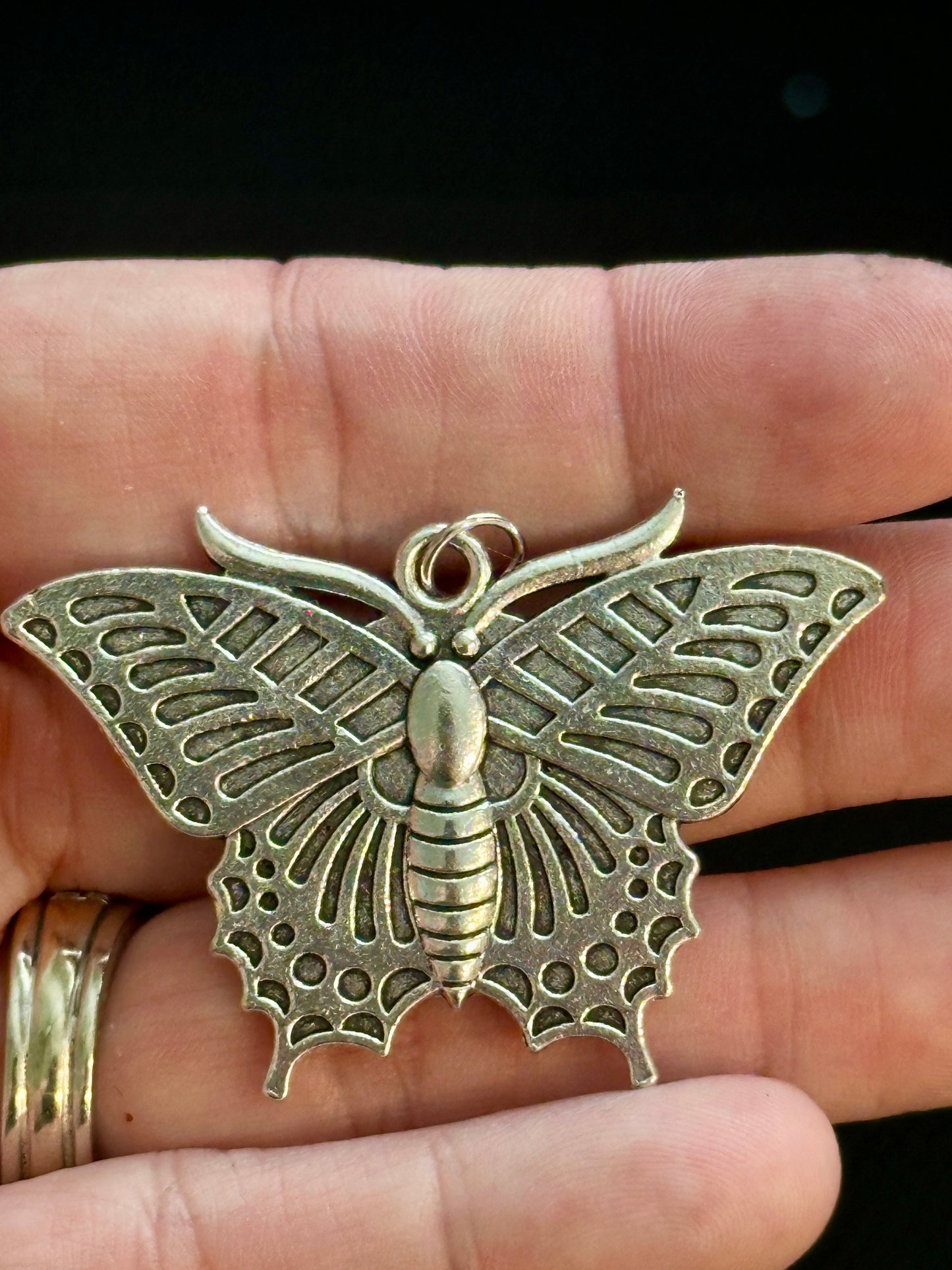 Silver Butterfly with Custom Swirl Resin Insert