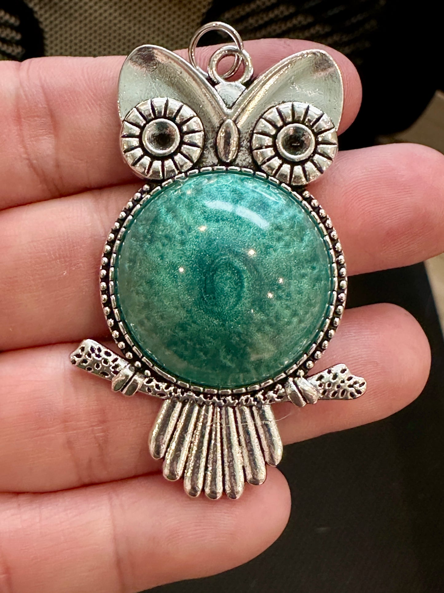 Silver Owl Pendant with Custom Insert