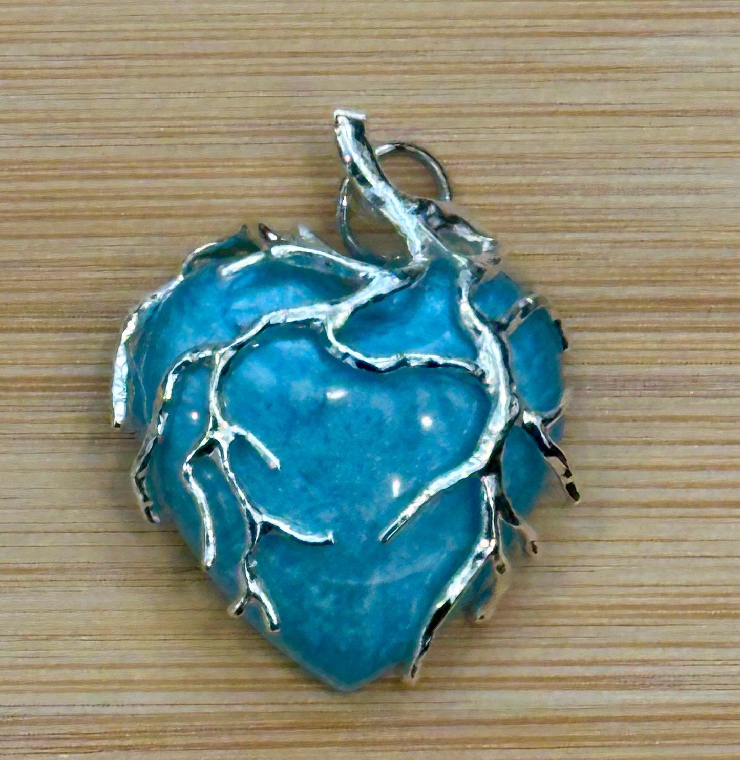 Light Blue Resin Stone with Silver Wire Wrap