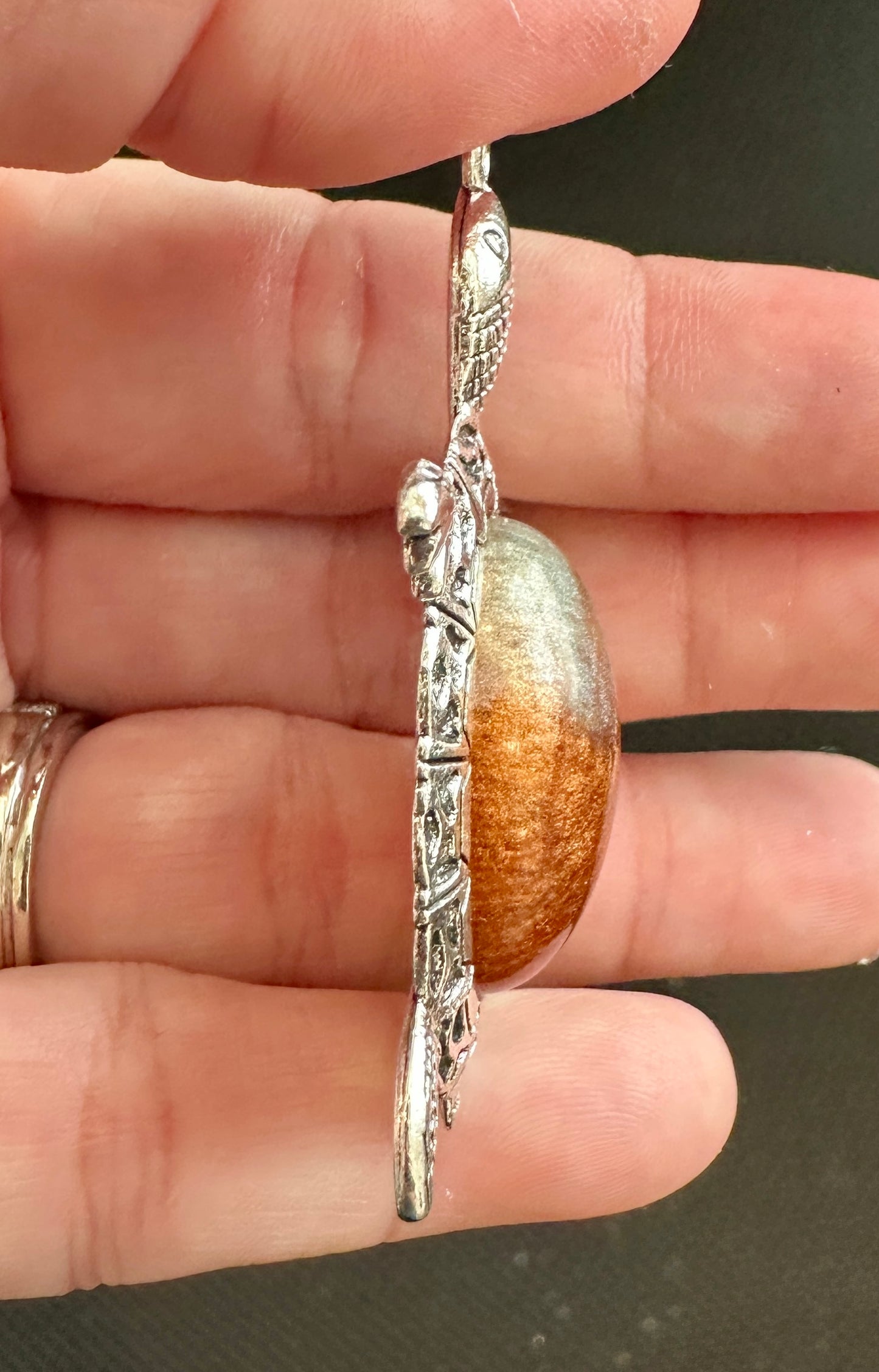 Silver Turtle Pendant With Unique Resin Insert