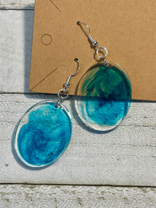 Teal Oval Earrings