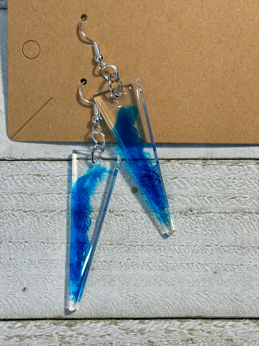 Blue Triangle Earrings