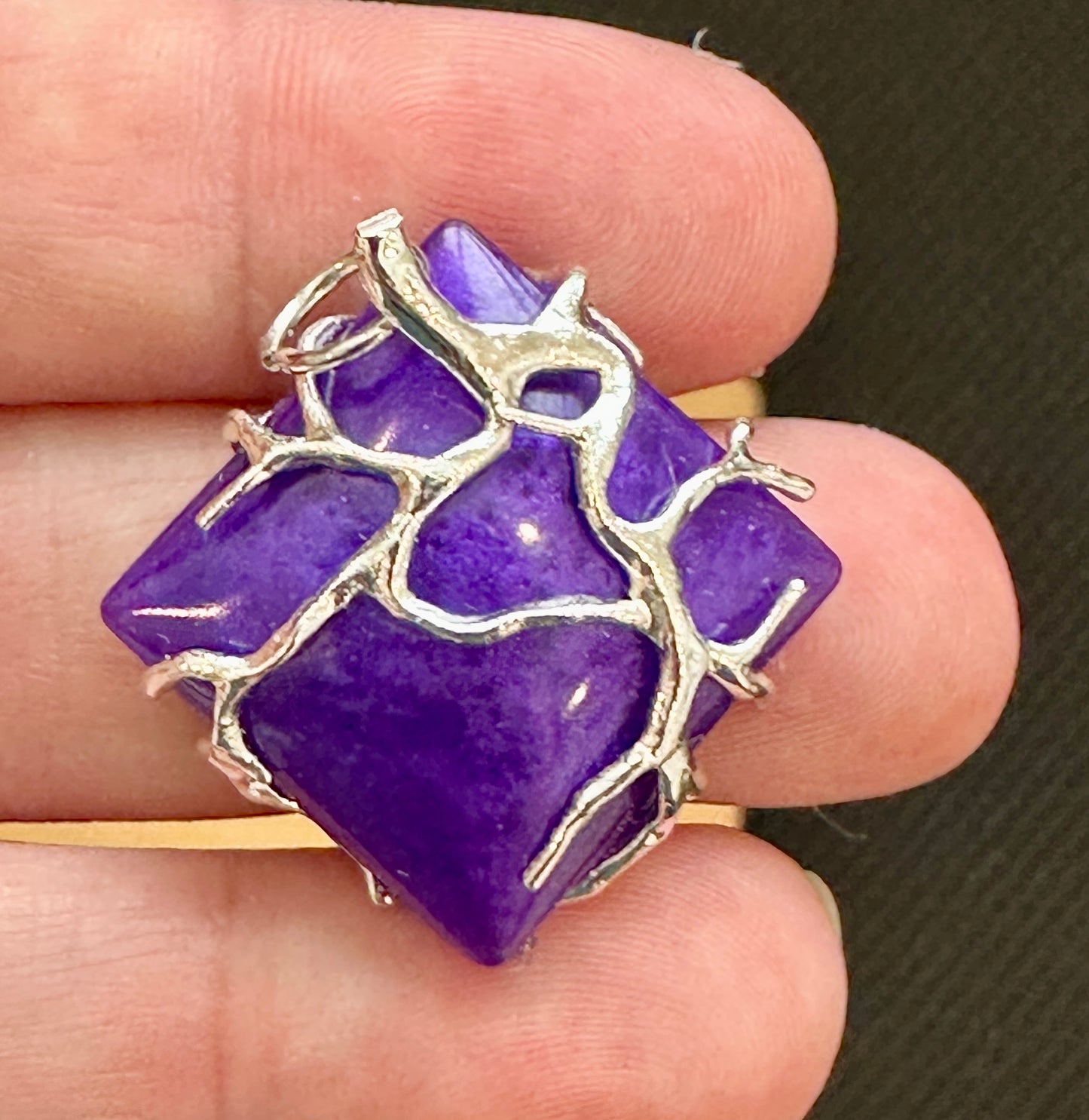 Silver Wired on Purple Pendant