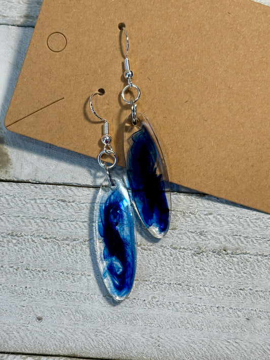 Navy Blue Elongated Oval Earrings