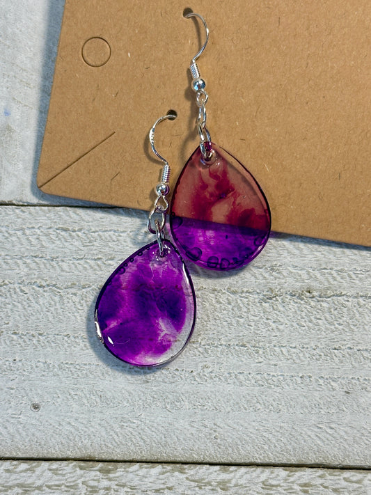 Small Purple Teardrop Earrings