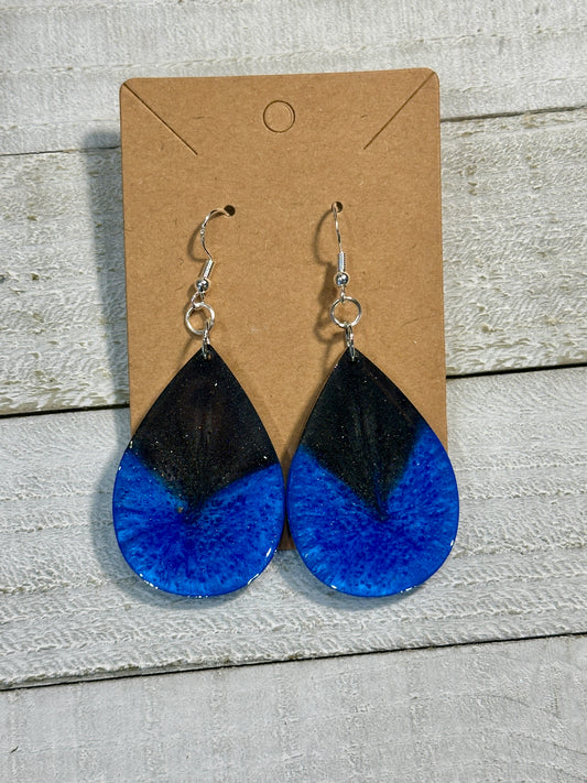 Black and Blue Teardrop Earrings