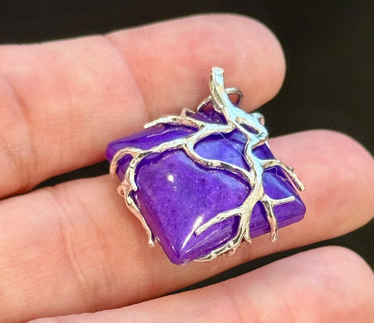 Silver Wired on Purple Pendant