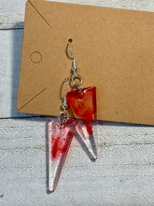 Red Triangle Earrings