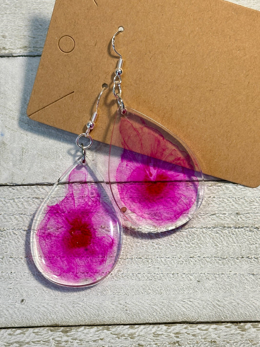 Pink Infused Teardrop Earrings