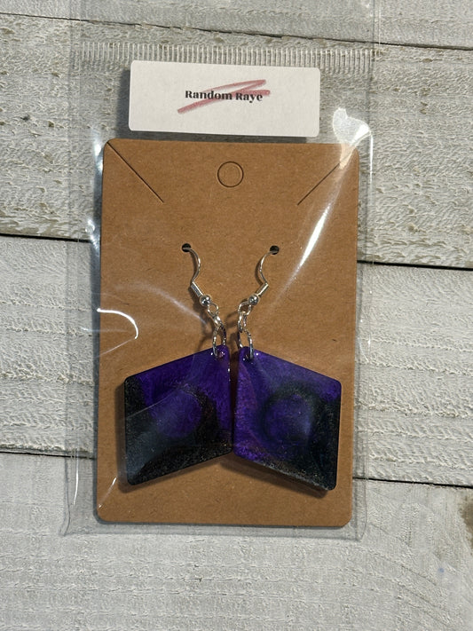 Purple and Black Swirl Earrings