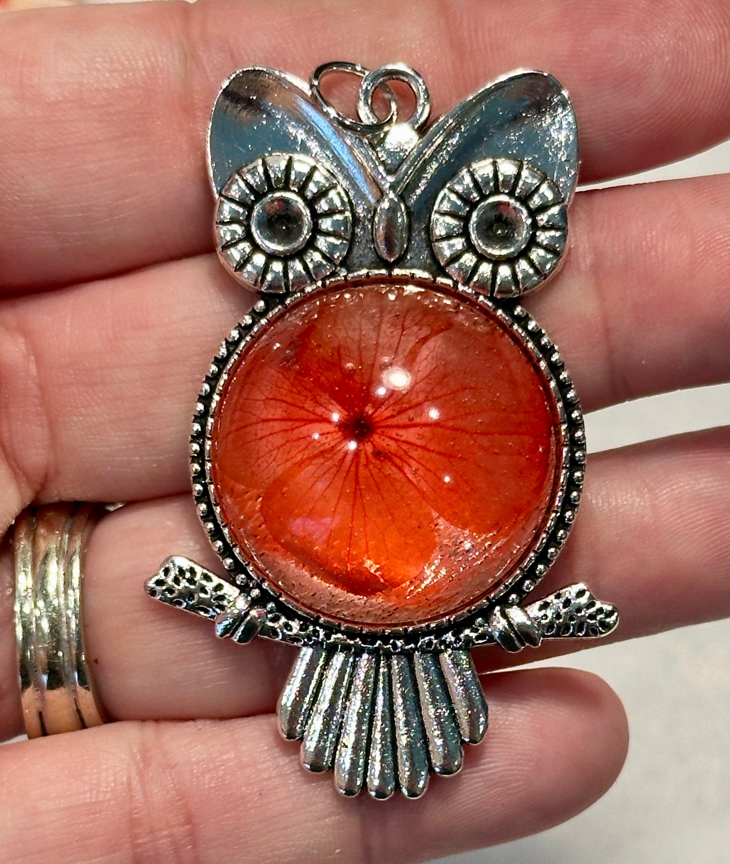 Silver Owl Pendant with Custom Insert