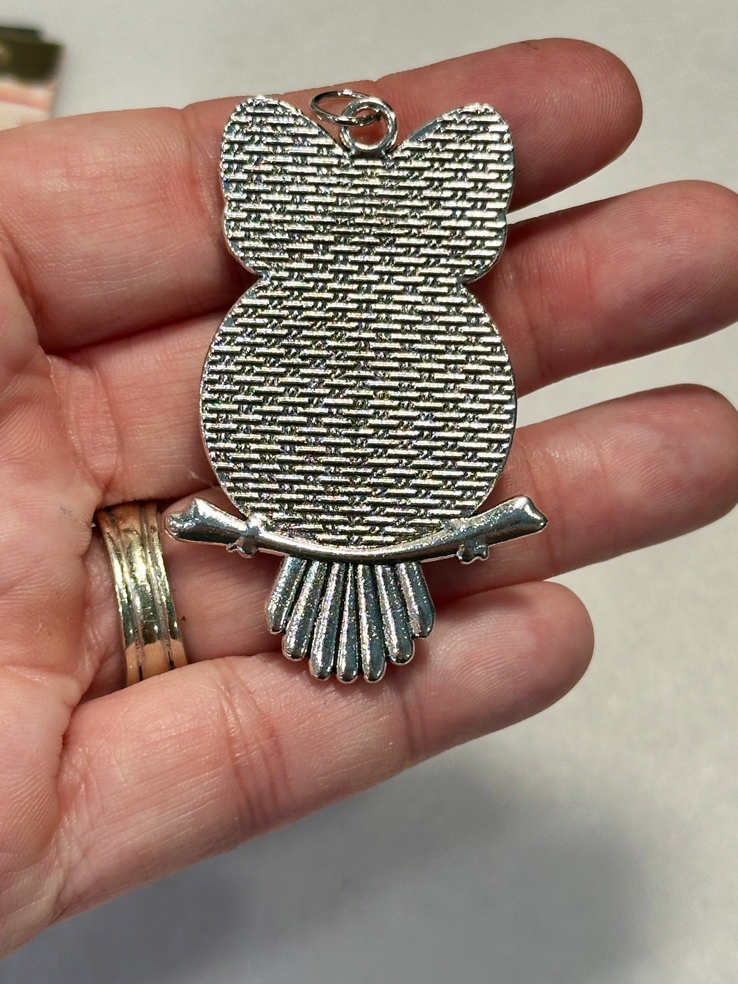 Silver Owl Pendant with Custom Insert