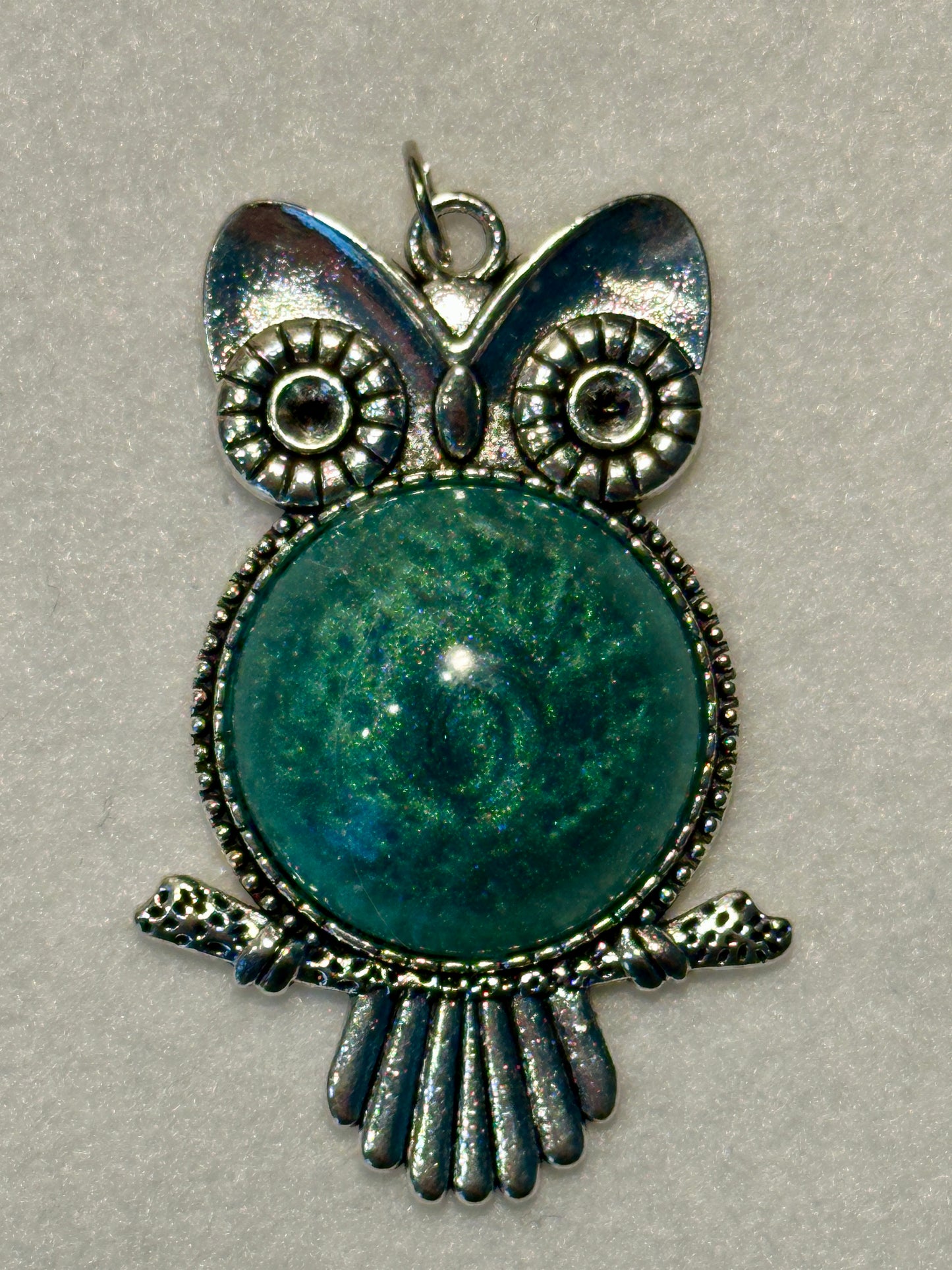 Silver Owl Pendant with Custom Insert