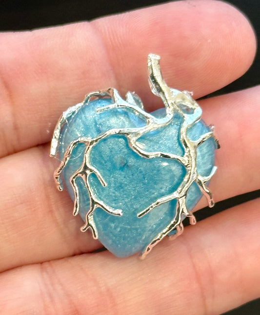 Light Blue Resin Stone with Silver Wire Wrap