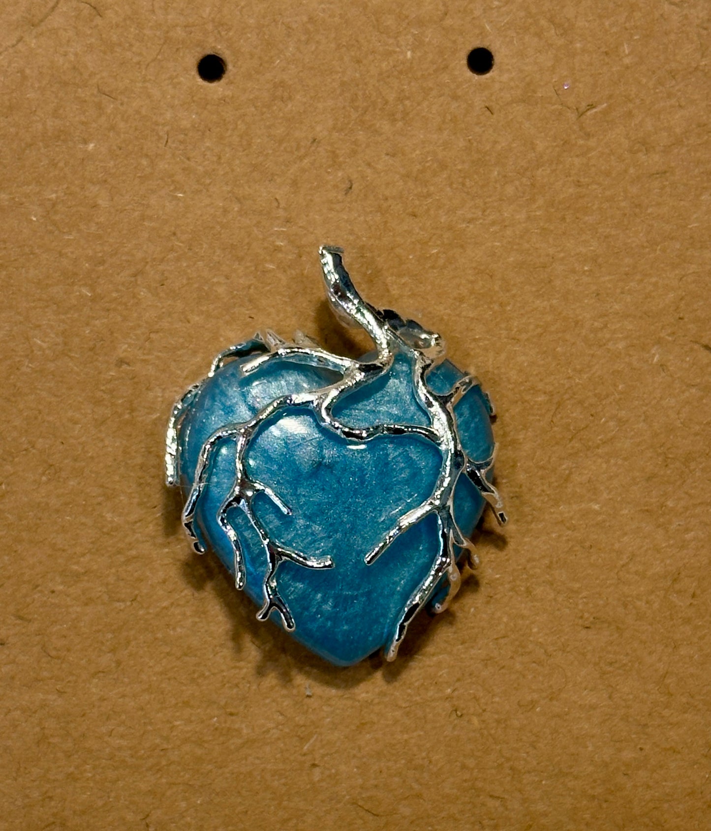 Light Blue Resin Stone with Silver Wire Wrap